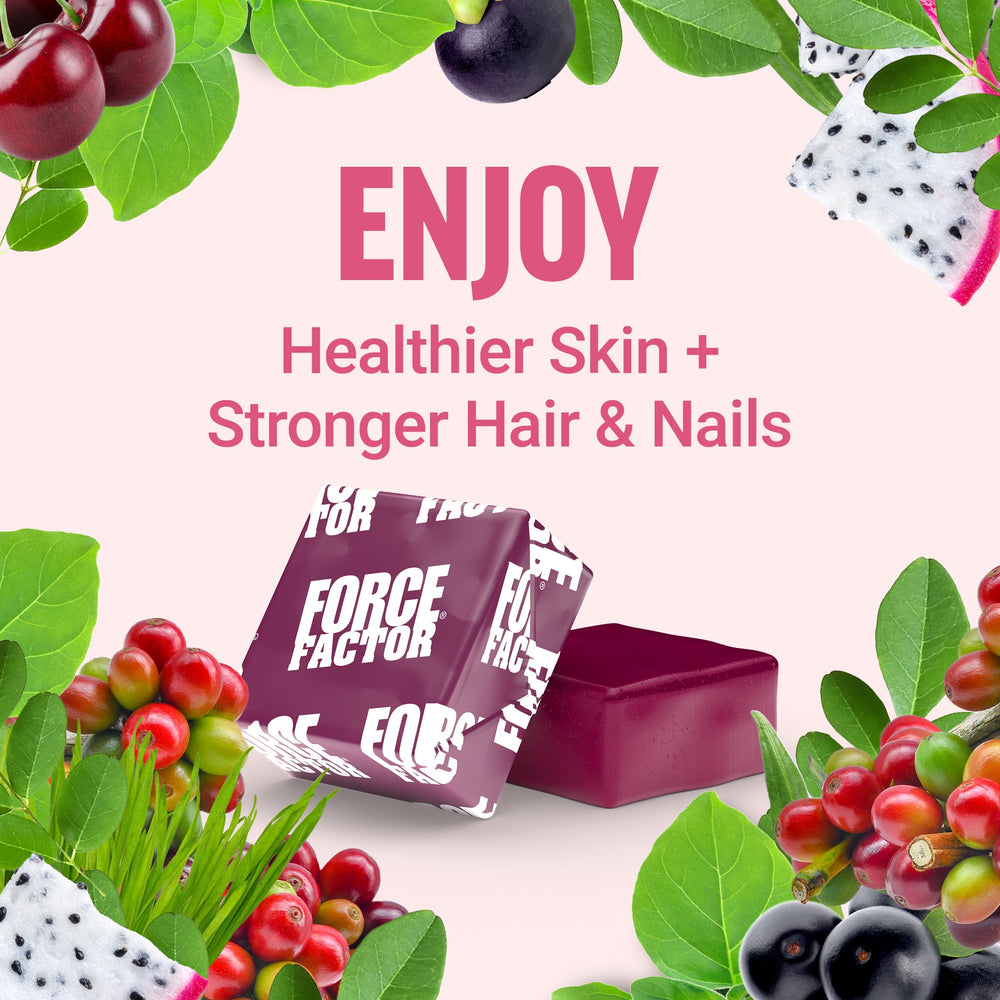 Tropical fruit flavor visible on chews and packaging.