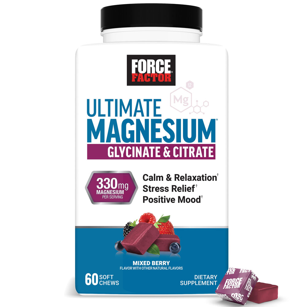 Force Factor Ultimate Magnesium bottle for on-the-go calm support.