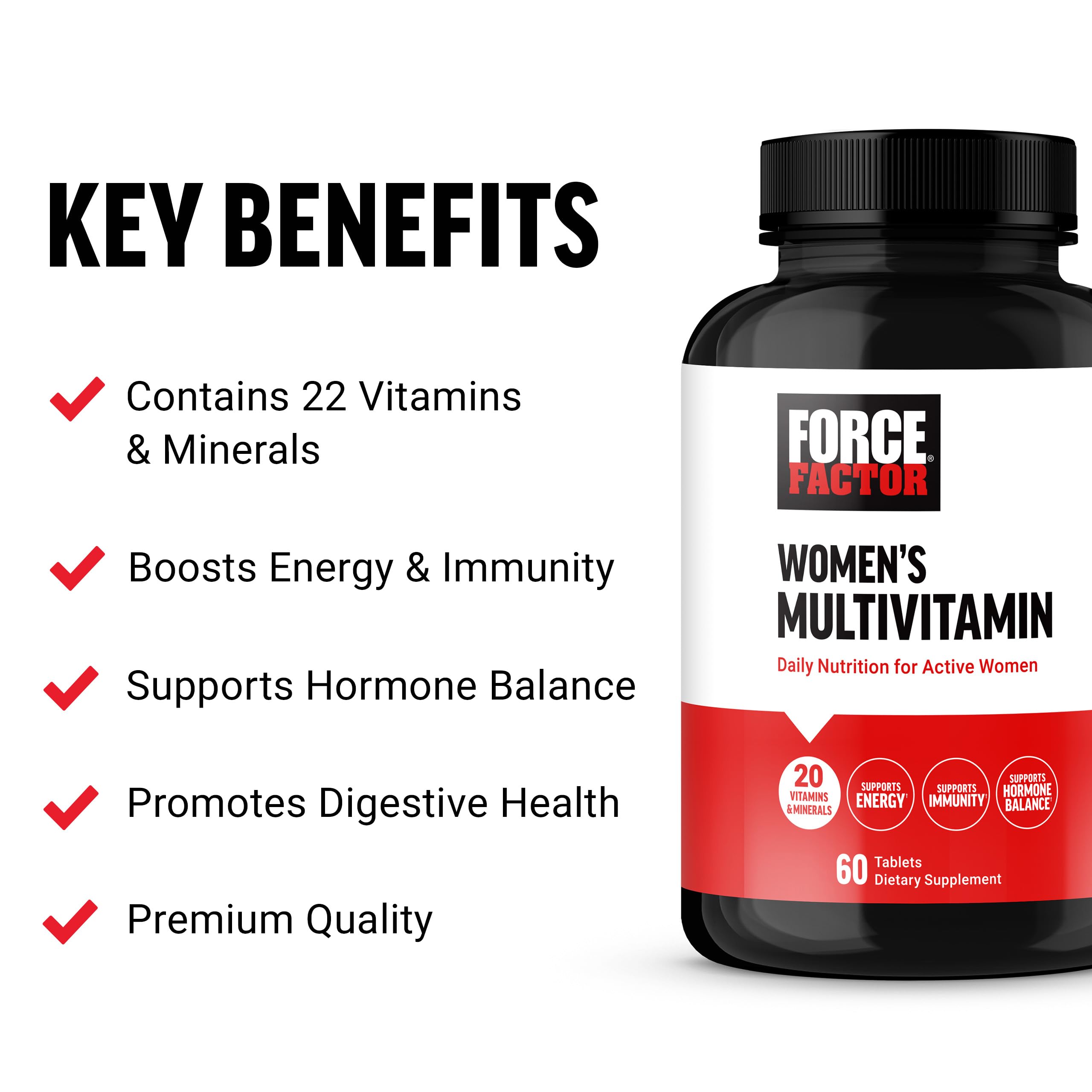 Force Factor Women’s Multivitamin tablets close-up for easy daily use