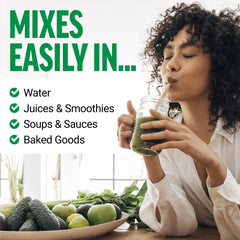 Force Factor Smarter Greens dissolves in water for a smooth, tasteless mix.