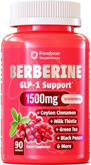 Forebear Berberine 1500mg bottle with vegan capsules for potential weight management.