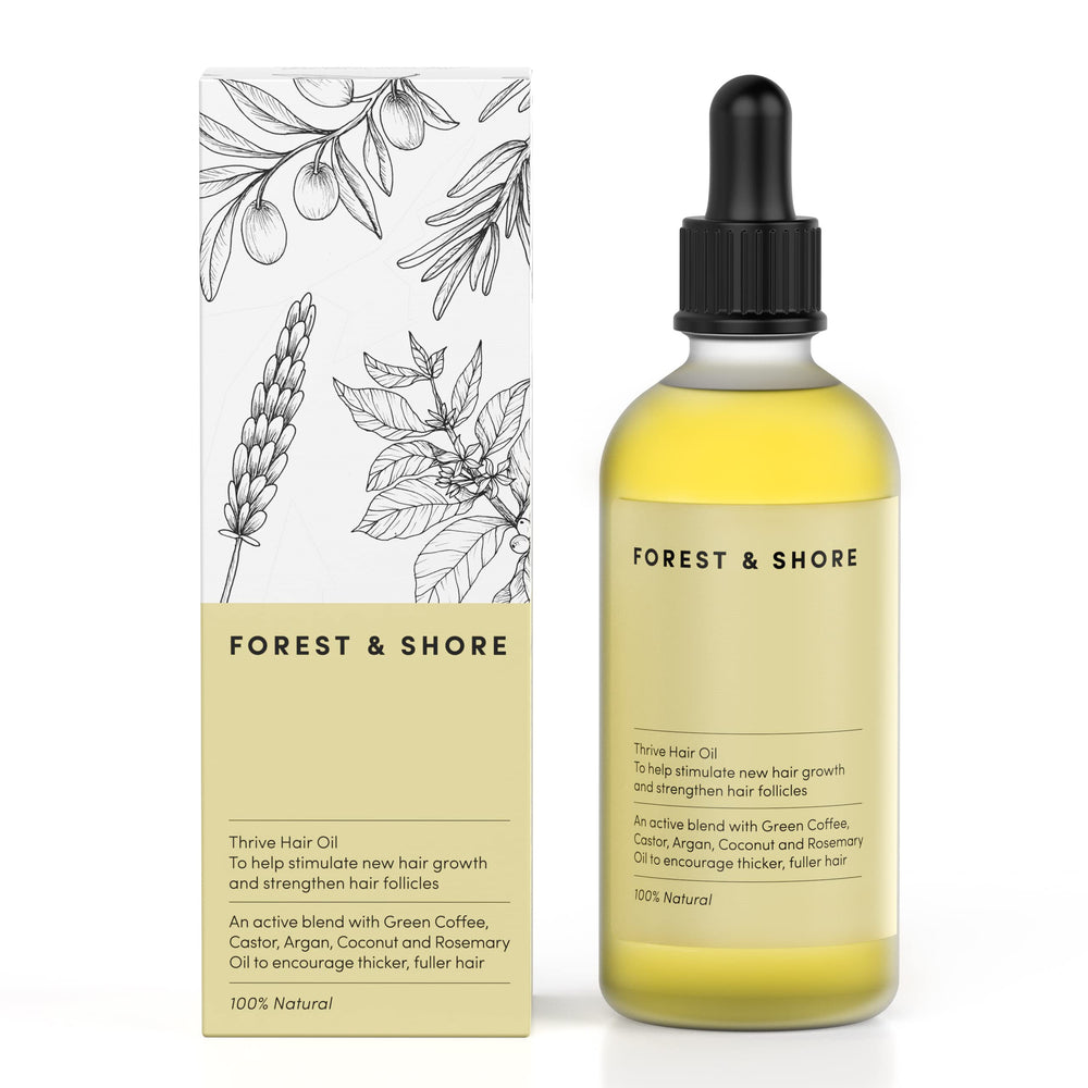 Forest & Shore Hair Growth Oil bottle supports scalp nourishment for healthier-looking hair