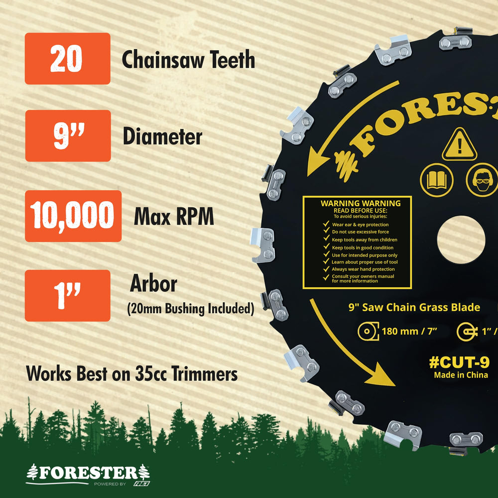 FORESTER teeth close-up showing sharp cutting edges for tough brush.