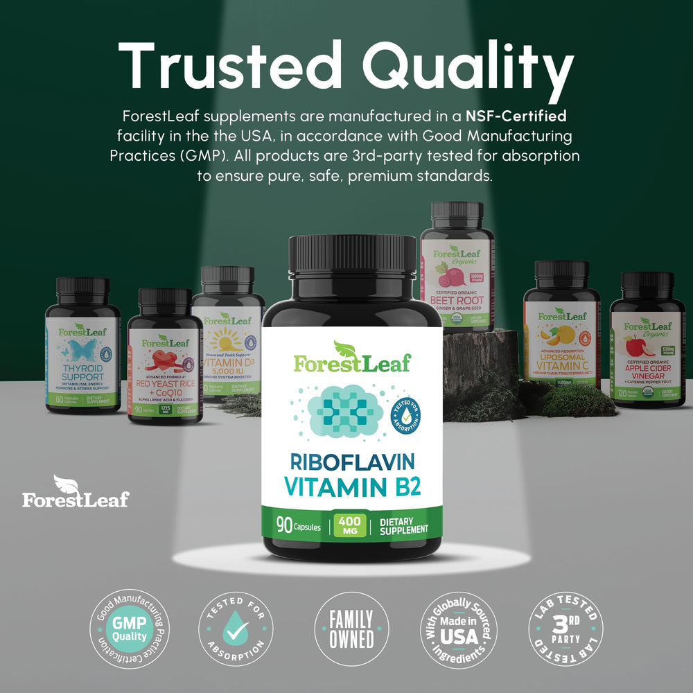 ForestLeaf B2 riboflavin 90-count two-pack packaging for easy daily use.