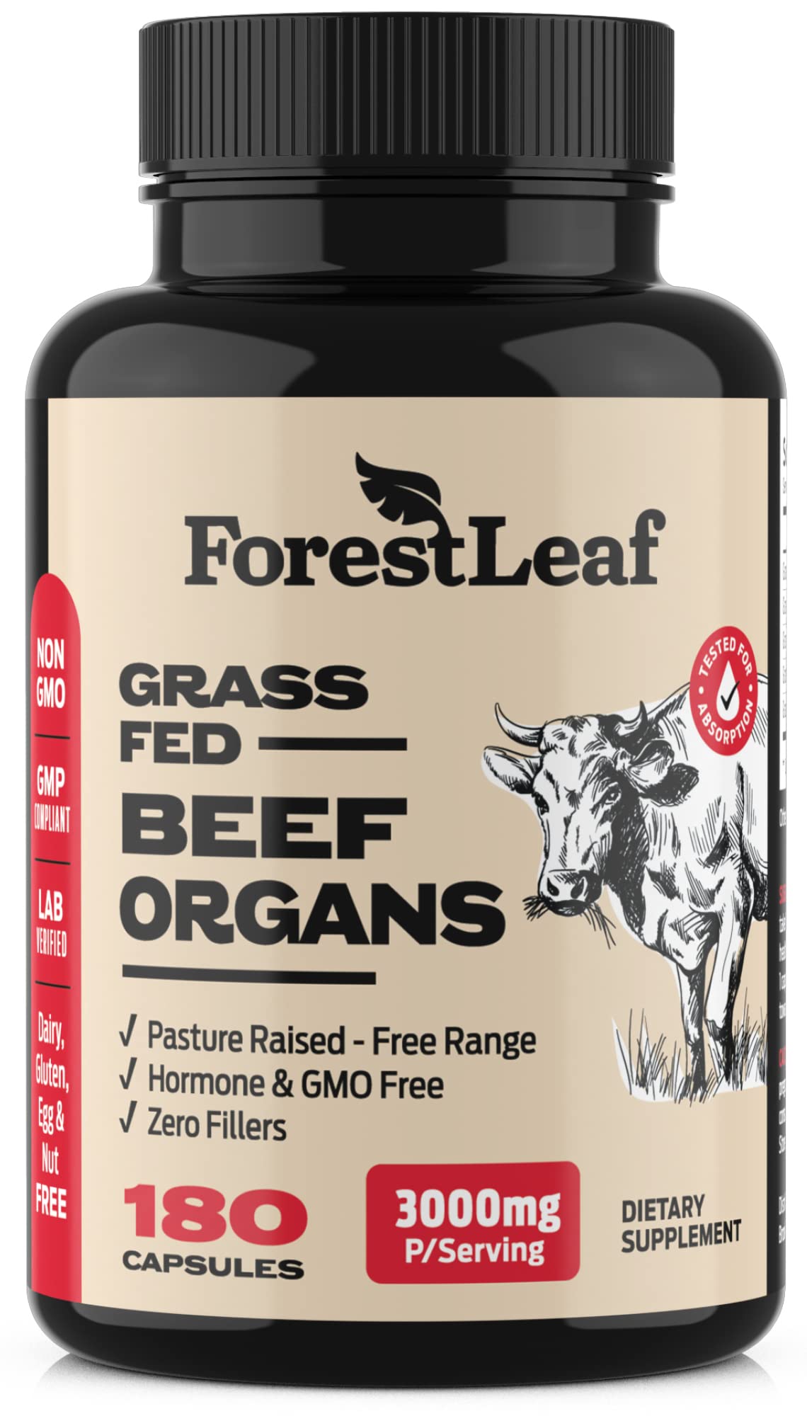 ForestLeaf Beef Organ Supplement packaging signaling premium quality for daily wellness