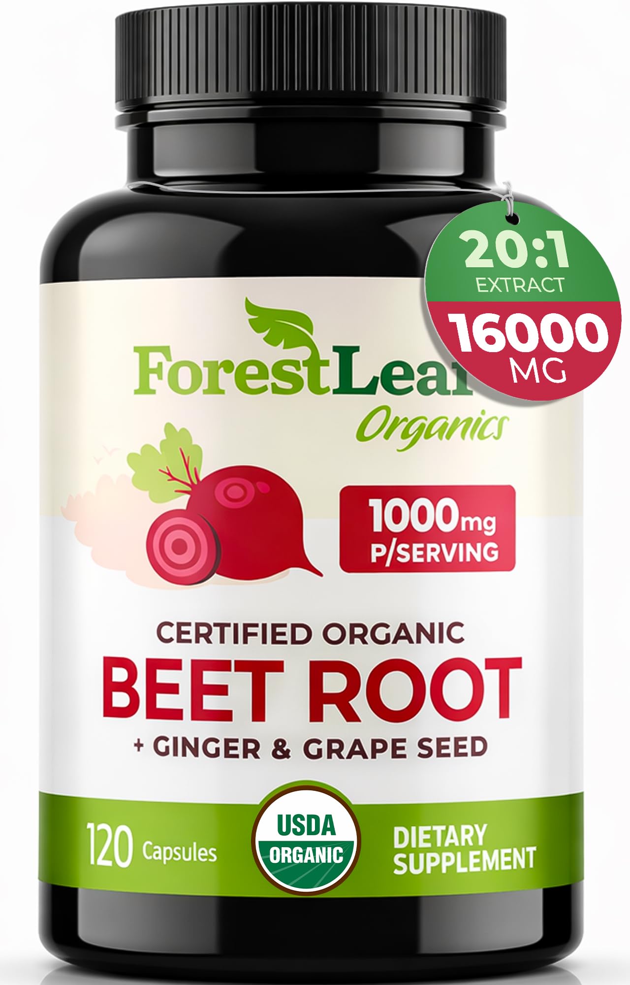 ForestLeaf Beetroot Capsules pouring a daily serving to support daily circulation.