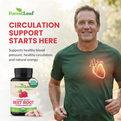 ForestLeaf Beetroot Capsules with USDA Organic seal for clean, natural nutrition.