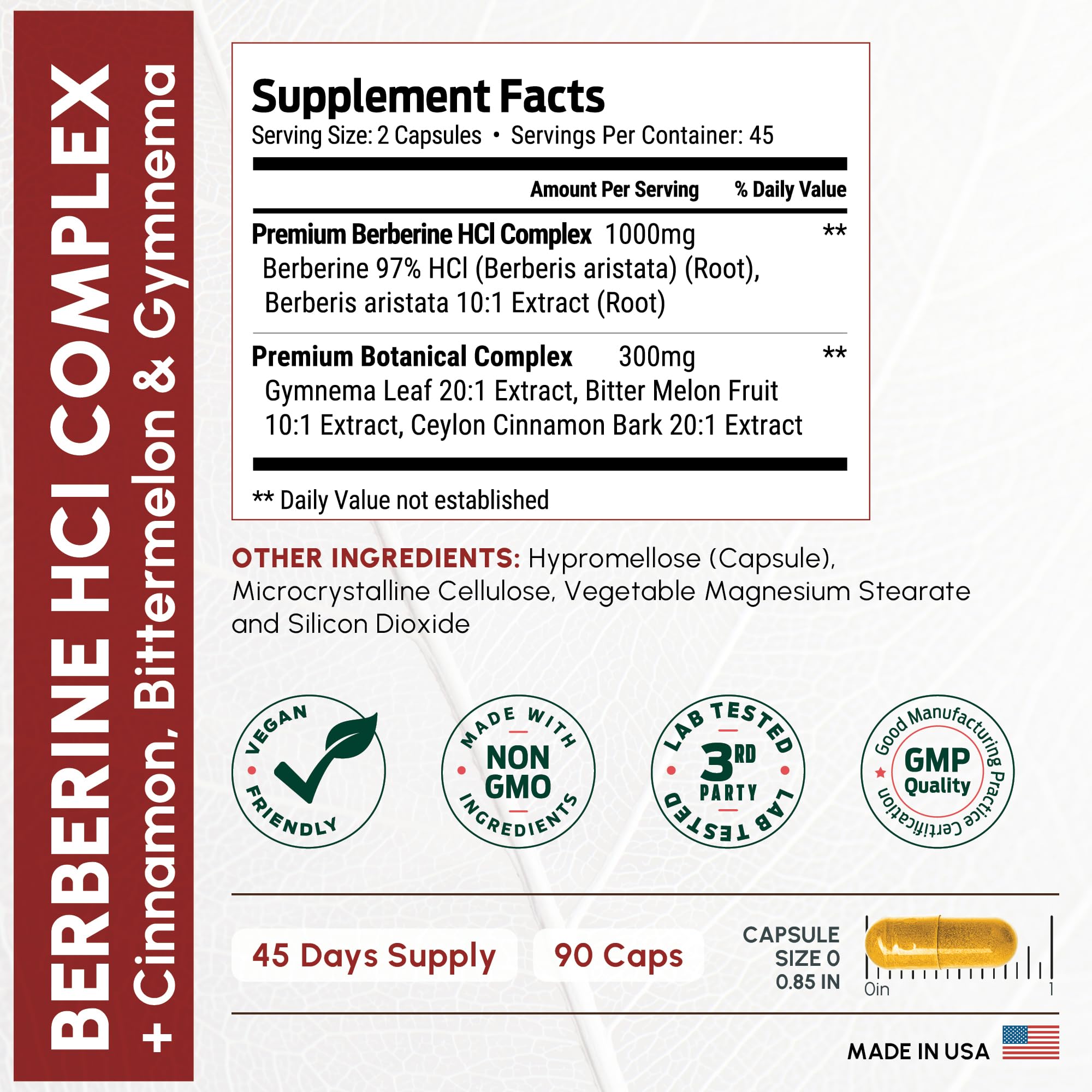 ForestLeaf Berberine capsules close-up emphasizing high-strength berberine capsules.
