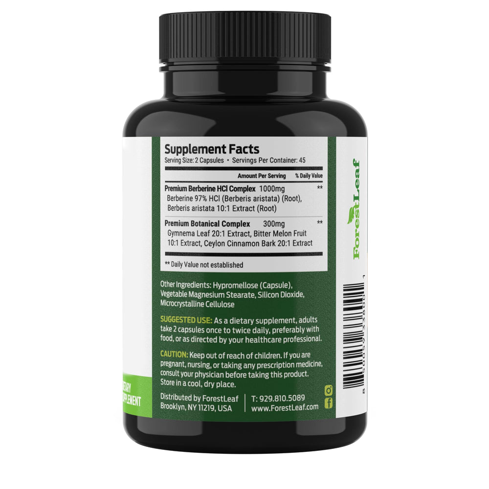 ForestLeaf Berberine made-in-usa seal conveying quality and standards.