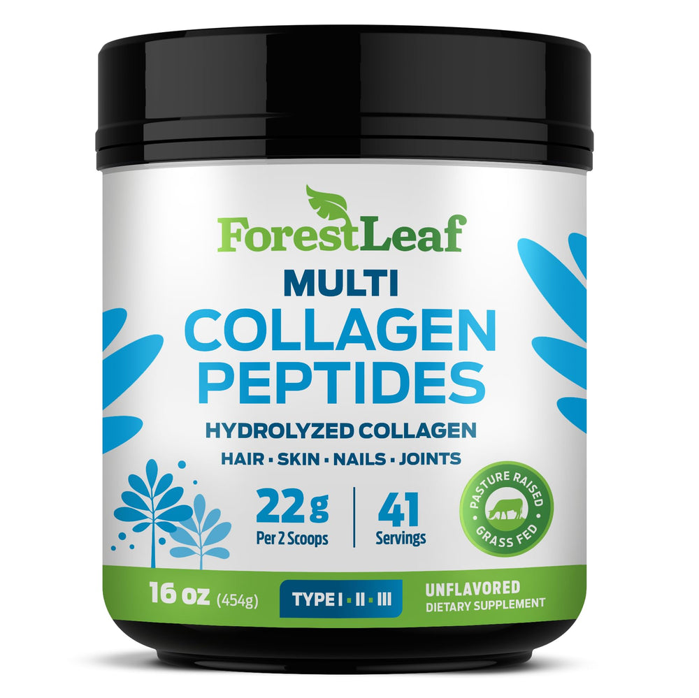 ForestLeaf Collagen Peptides bottle packaging signals premium grass-fed formula for daily use