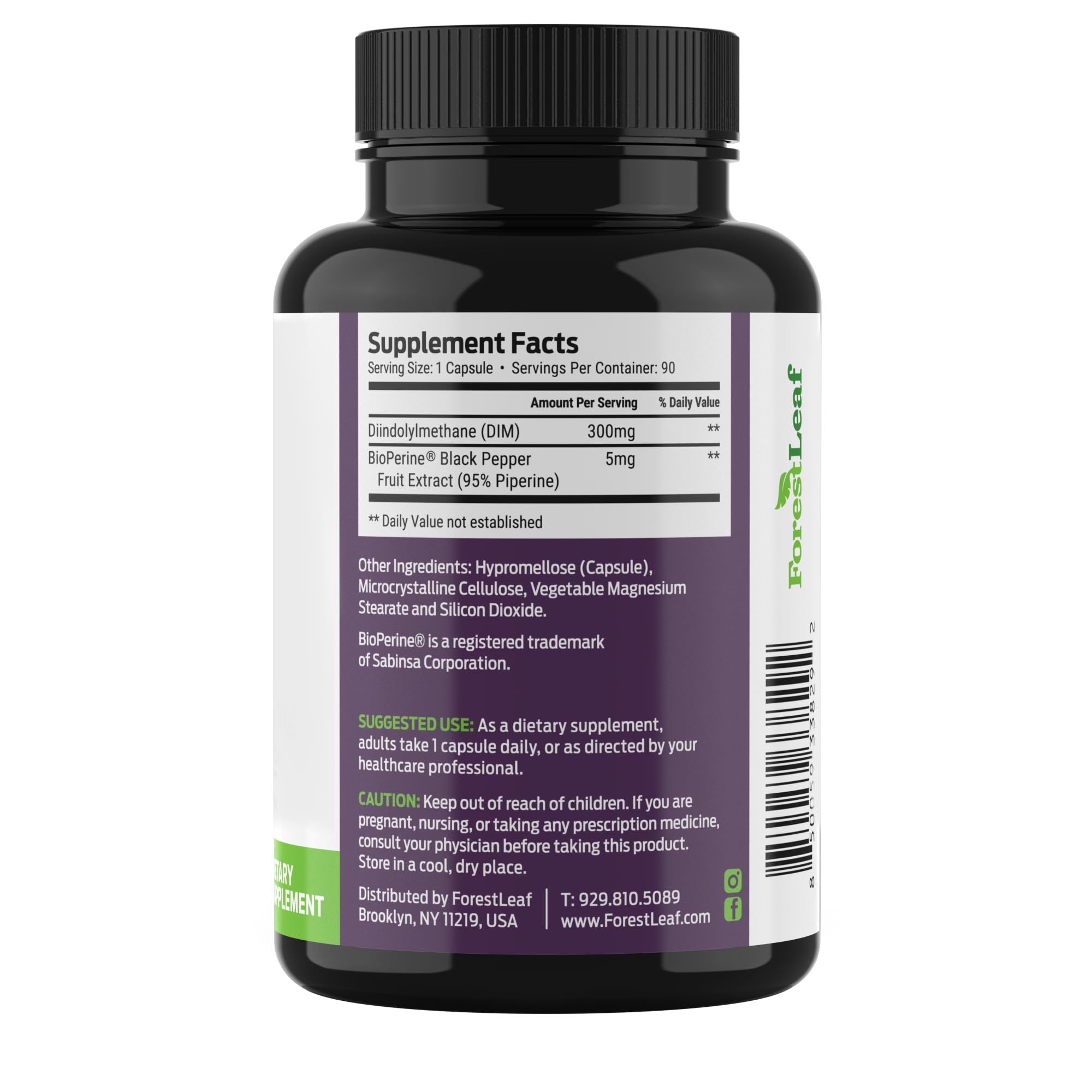ForestLeaf DIM packaging showing allergen-free formula for sensitive users