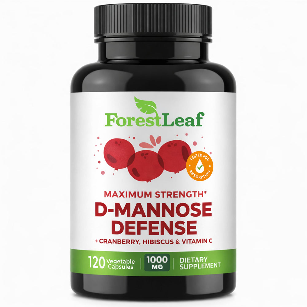 ForestLeaf D-Mannose 1000mg capsules bottle for urinary health support.