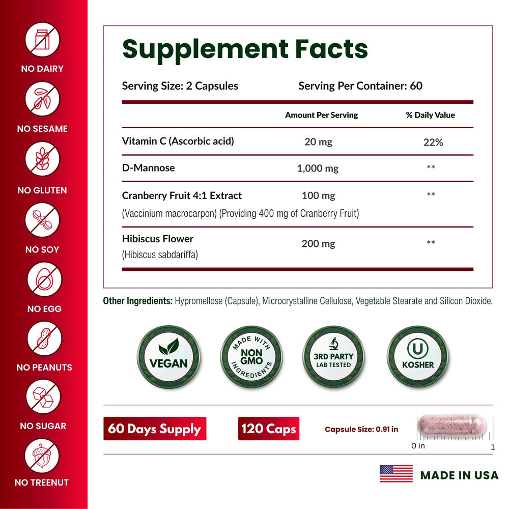 ForestLeaf D-Mannose daily-use bottle suggesting preventive urinary support.