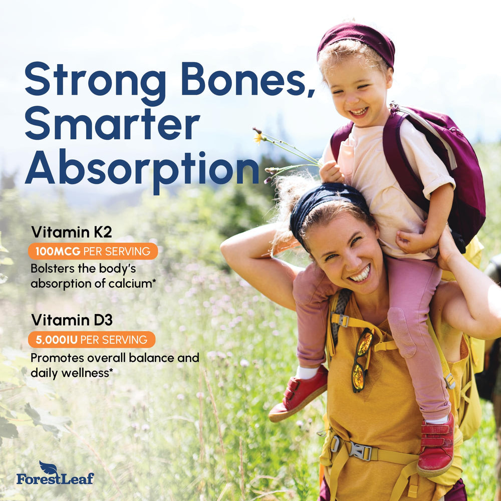 ForestLeaf heart health focus with MK7 K2 supporting calcium utilization.