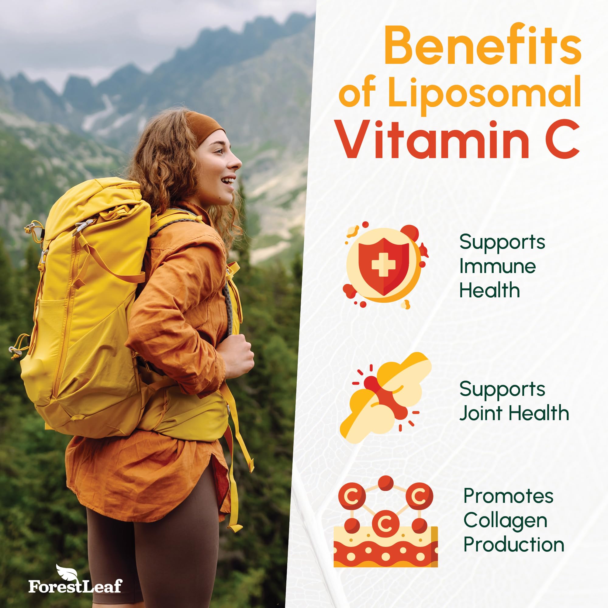 ForestLeaf Vitamin C bottle with glass for easy daily intake
