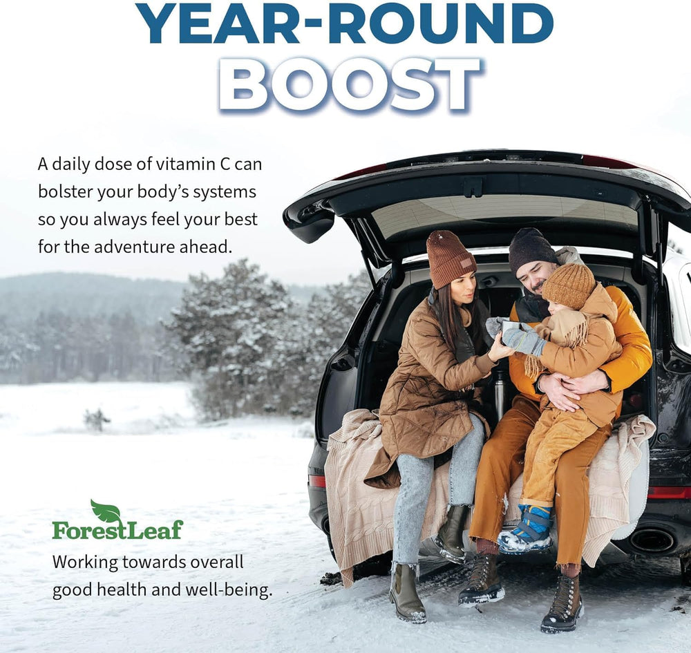 ForestLeaf non-GMO, preservative-free Vitamin C bottle detail