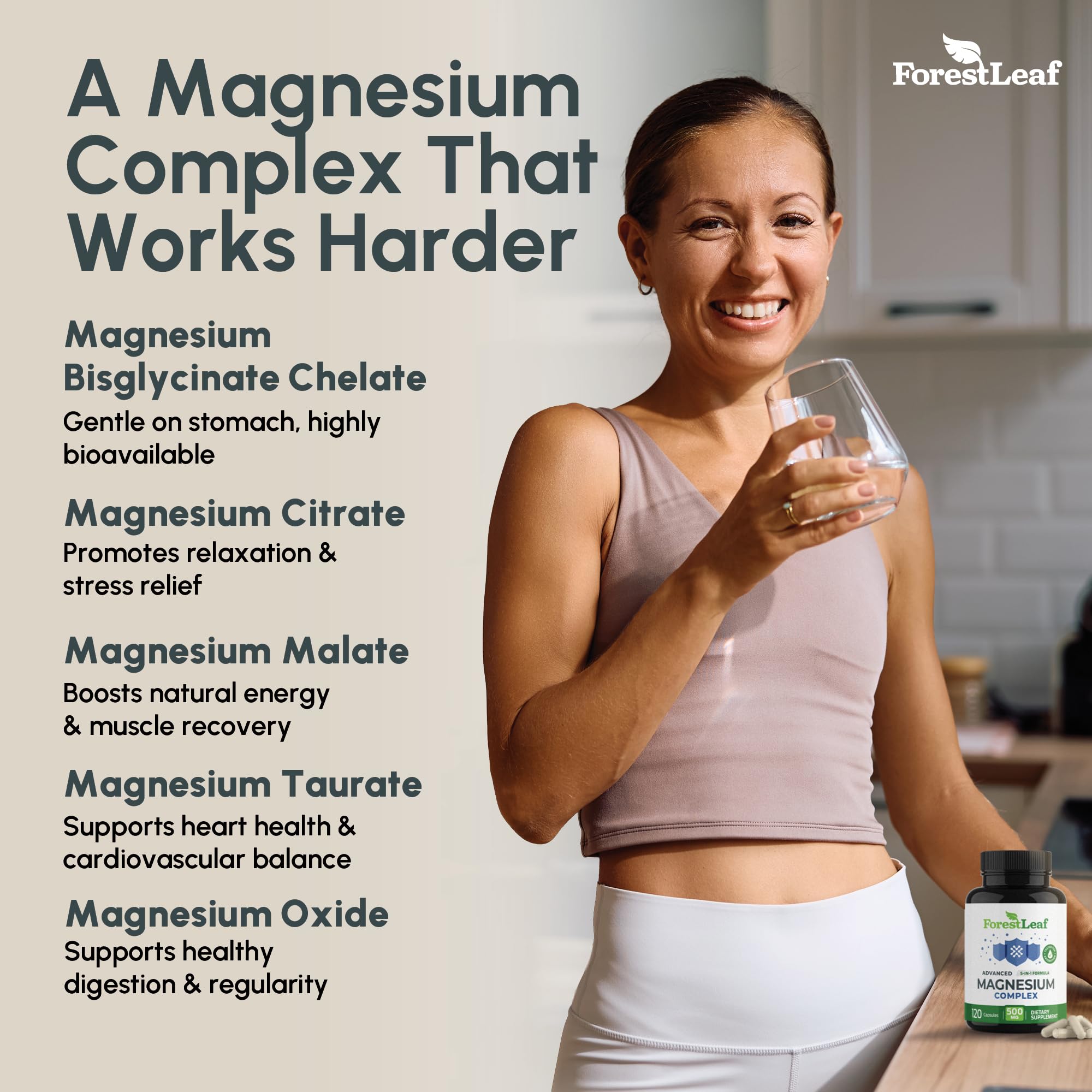 ForestLeaf 5in1 magnesium blend uses multiple forms for broad support.