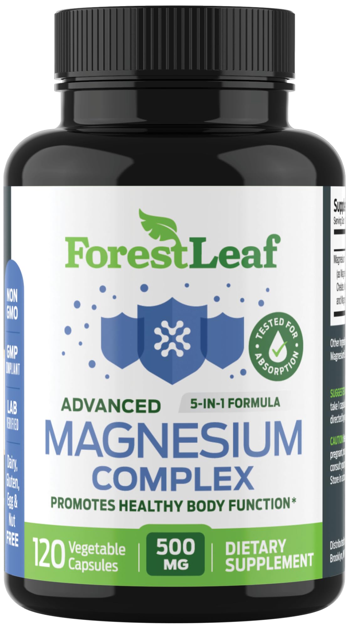 ForestLeaf magnesium complex is non-GMO, gluten-free, dairy- and soy-free.
