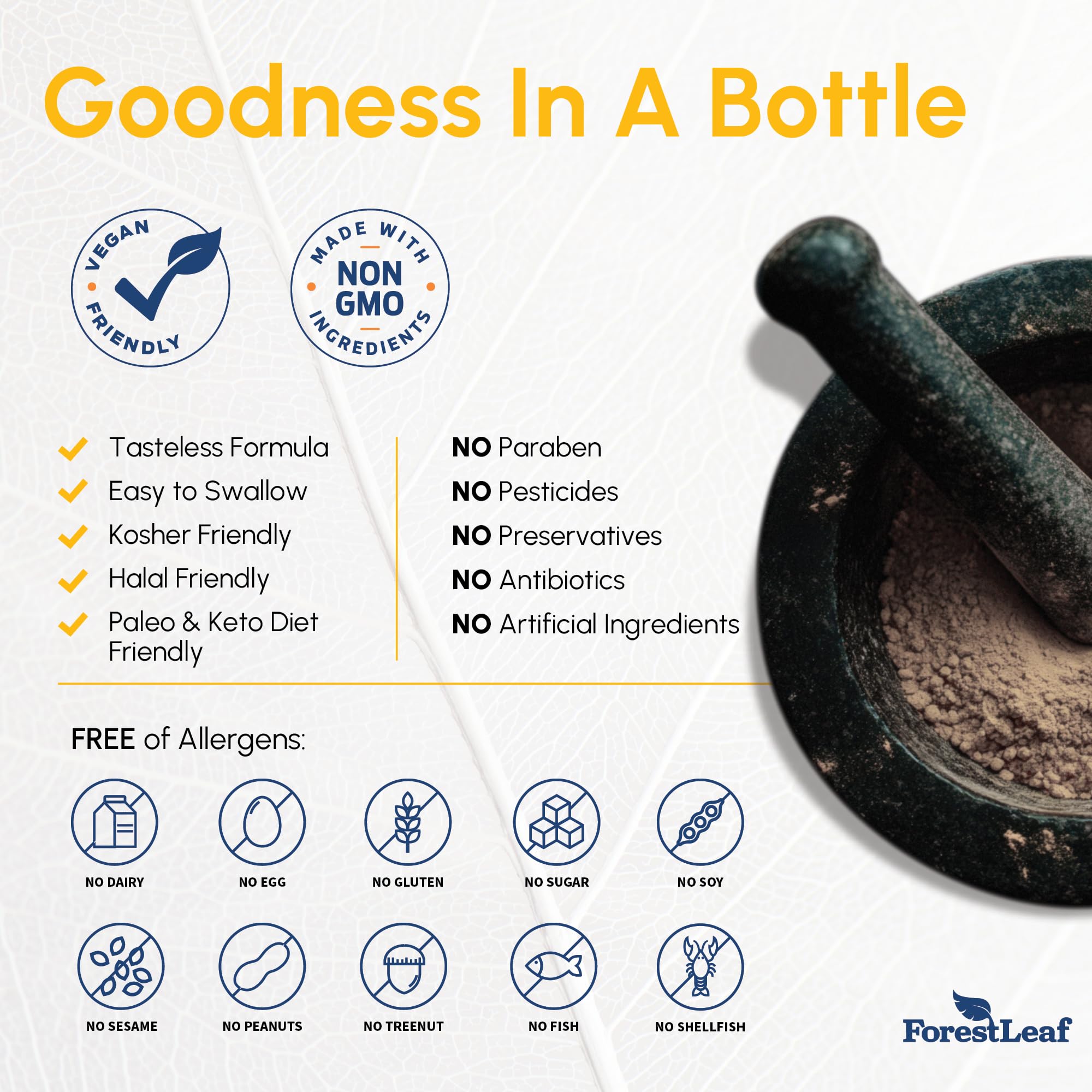 ForestLeaf premium natural formulation highlighting clean, high-quality ingredients.