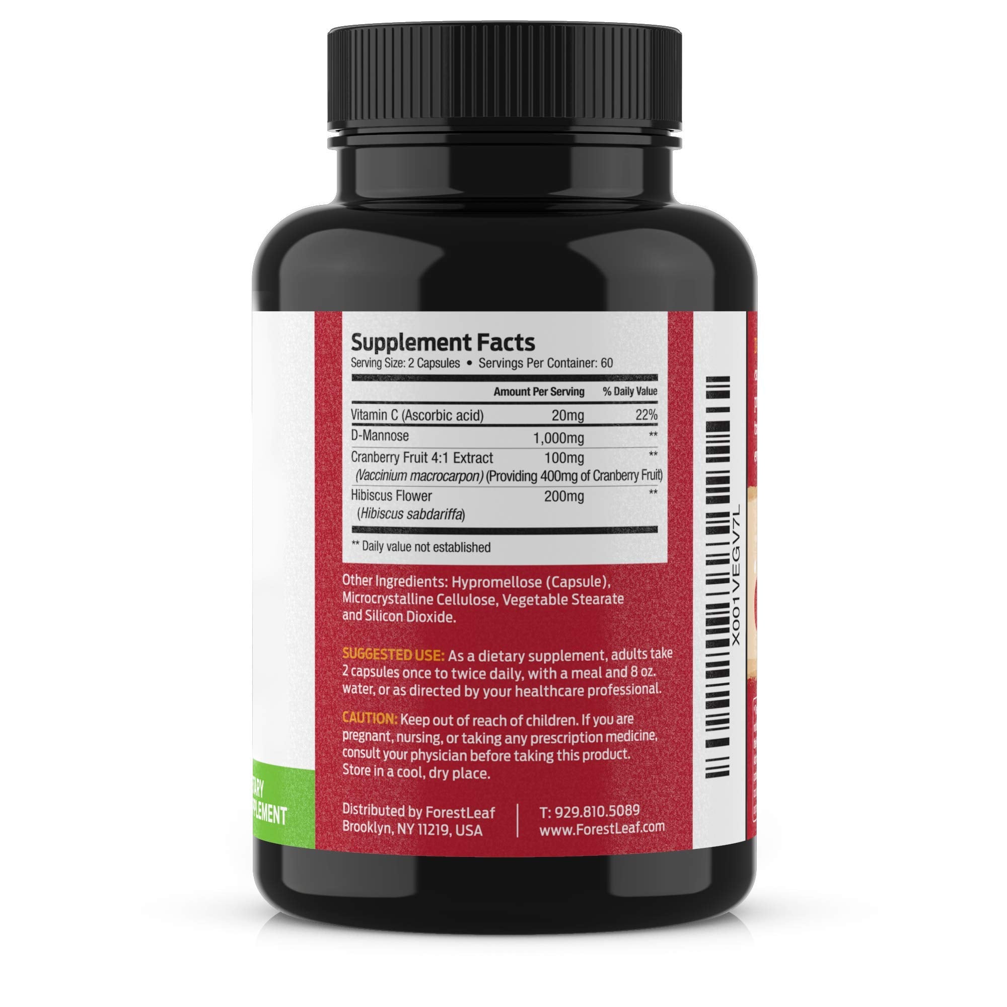 ForestLeaf third-party testing seal on the D-Mannose packaging.