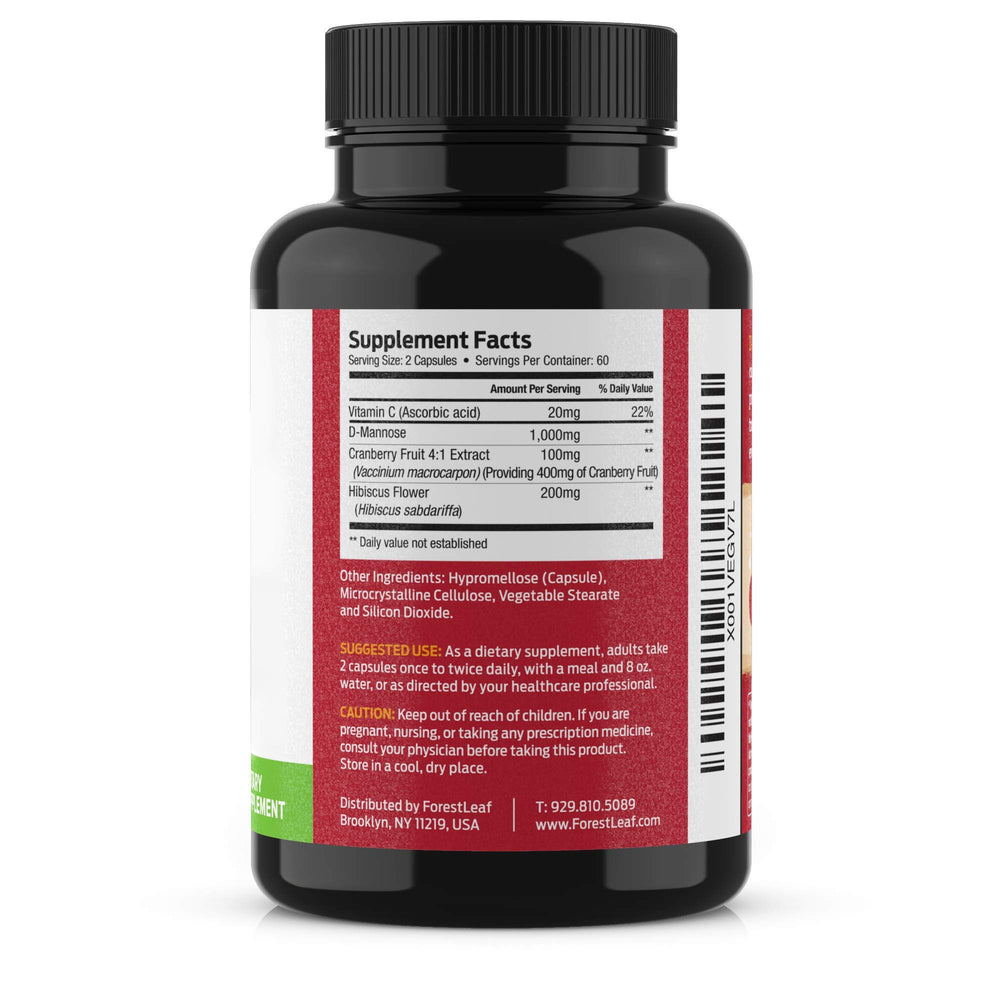 ForestLeaf third-party testing seal on the D-Mannose packaging.