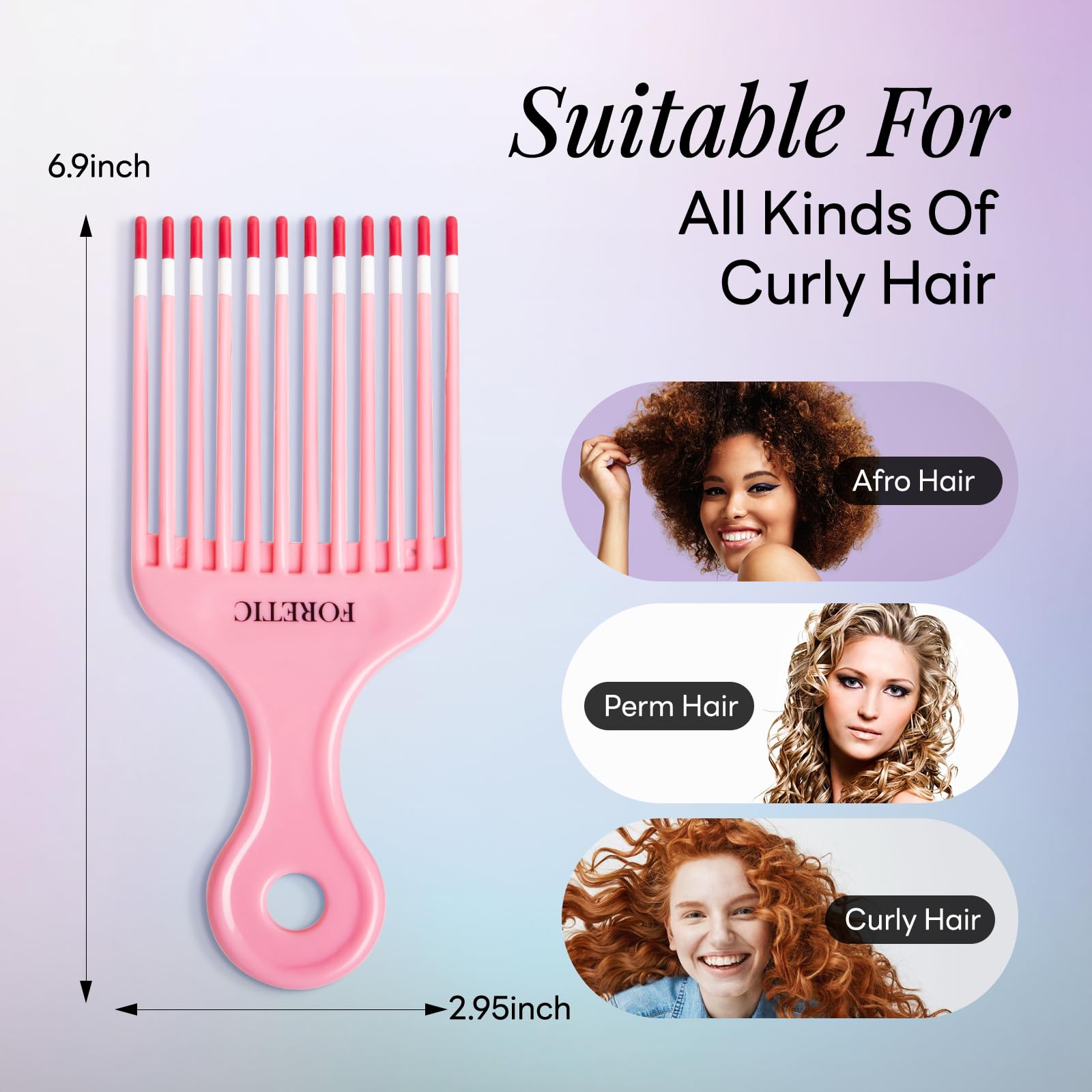 Foretic Smooth Hair Pick close-up teeth detail for snag-free glide.