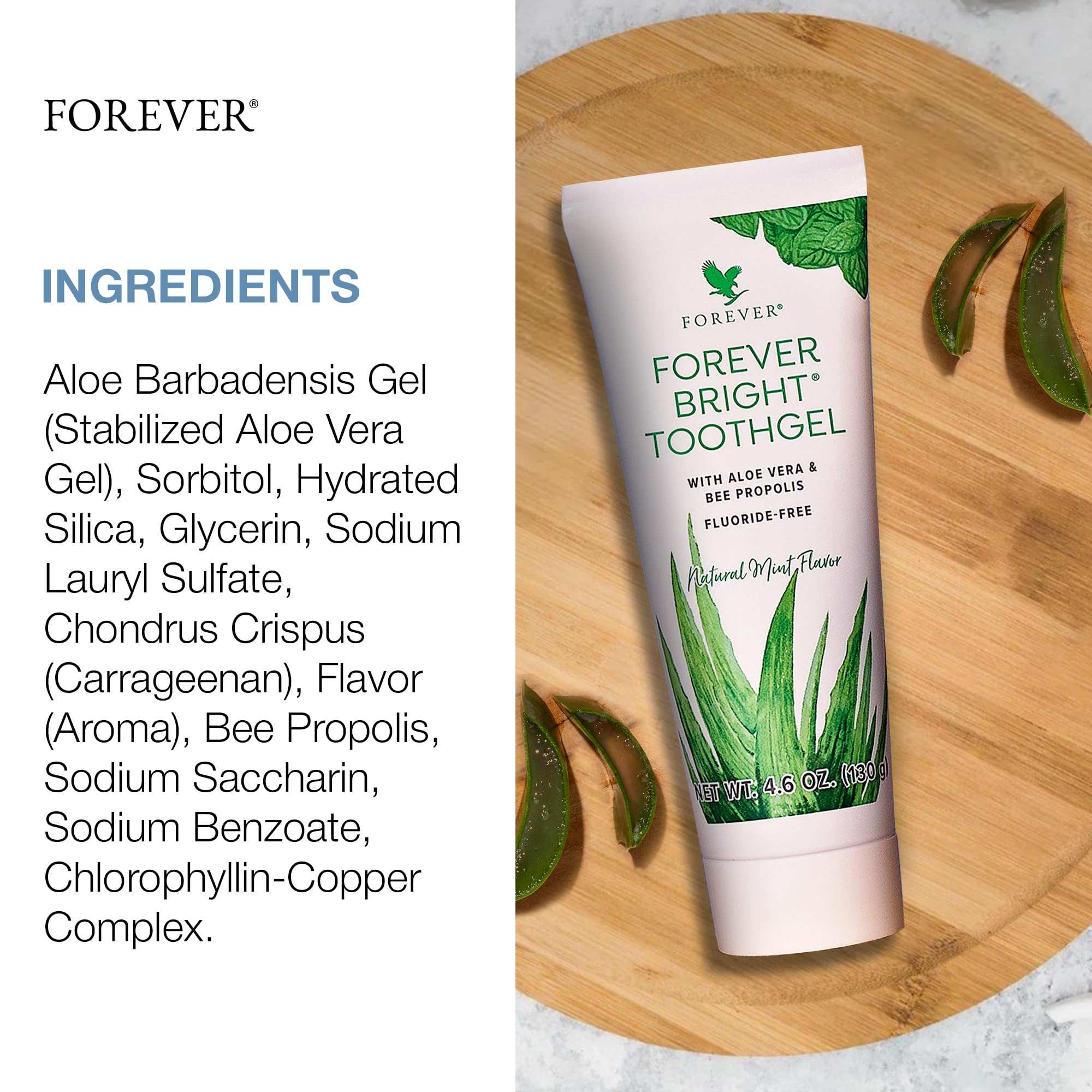 Forever Living Bright Toothgel with bee propolis tube supports gum-friendly care.