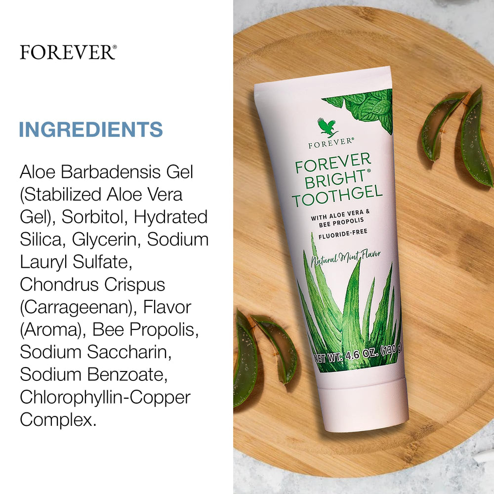 Forever Living Bright Toothgel with bee propolis tube supports gum-friendly care.