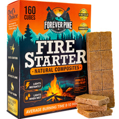 FOREVER PINE Fire Starter Cubes demonstrate natural materials for clean ignition.