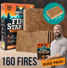 FOREVER PINE Fire Starter Cubes ignite reliably in wet or windy conditions, ideal for outdoor fires.