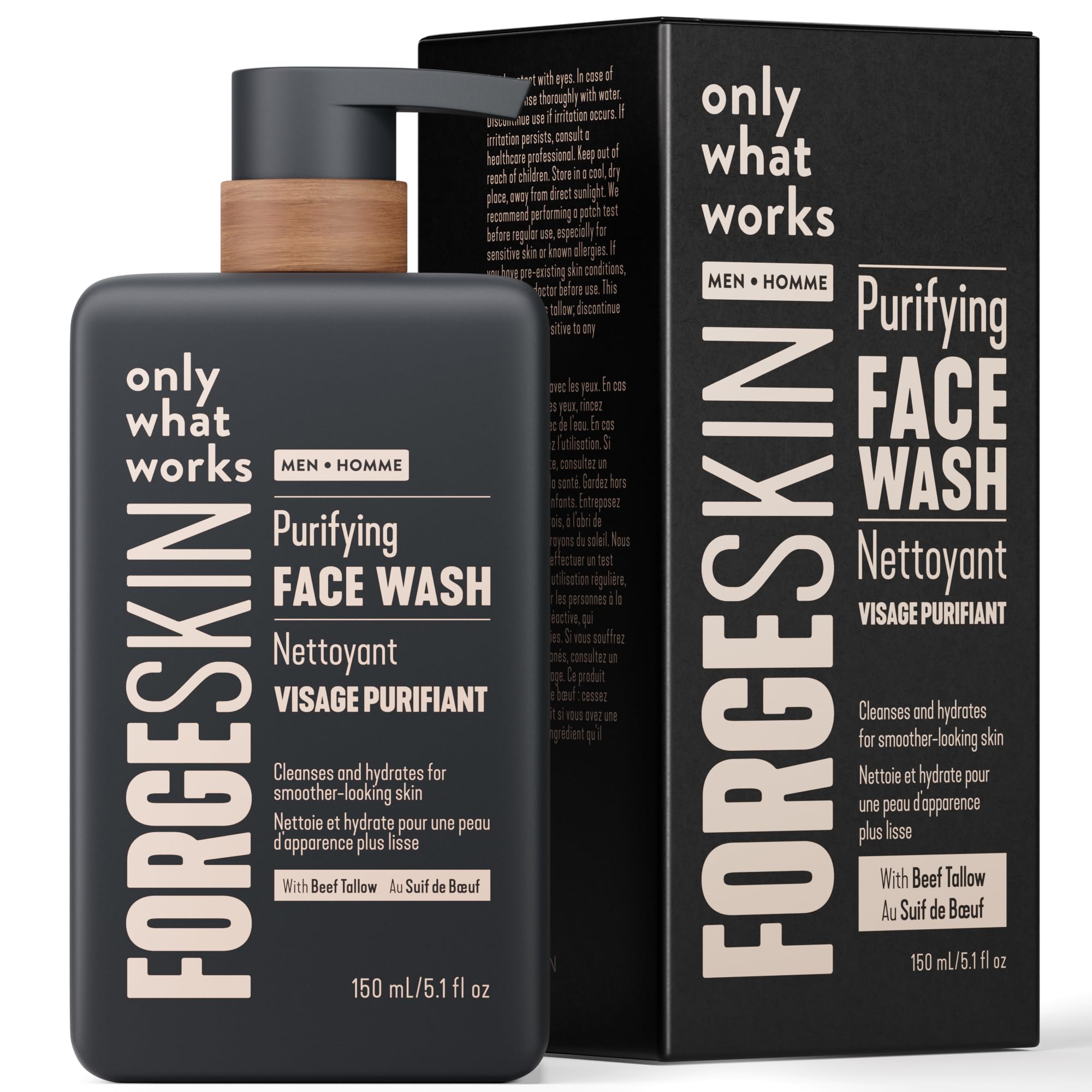 Forge Skin Beef Tallow Face Wash bottle with rich lather for daily cleansing.