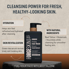 Forge Skin Beef Tallow Face Wash close-up texture showing gentle moisture for sensitive skin.