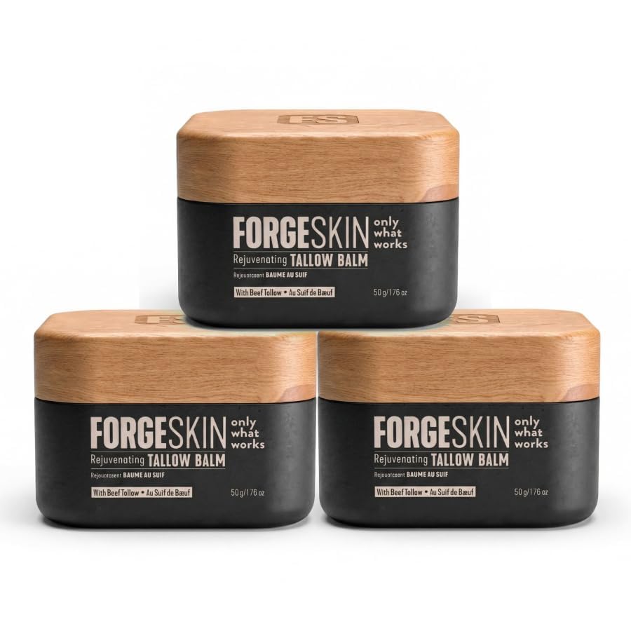 Forge Skin Wrinkle Defense Balm packshot highlighting the 3-pack for convenient daily hydration.