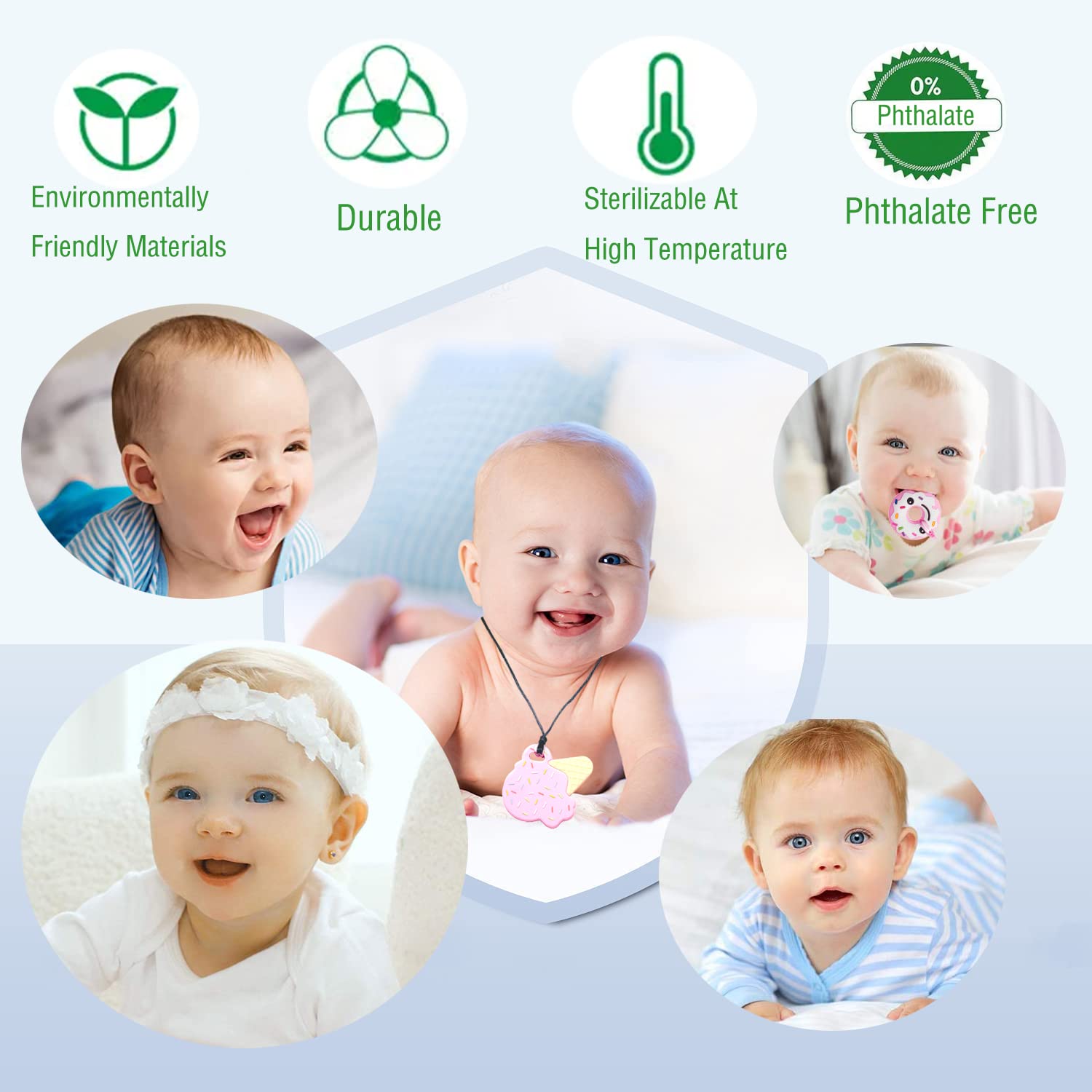 Forgreafa chew necklace ice cream shape is kid-friendly and easy to clean.