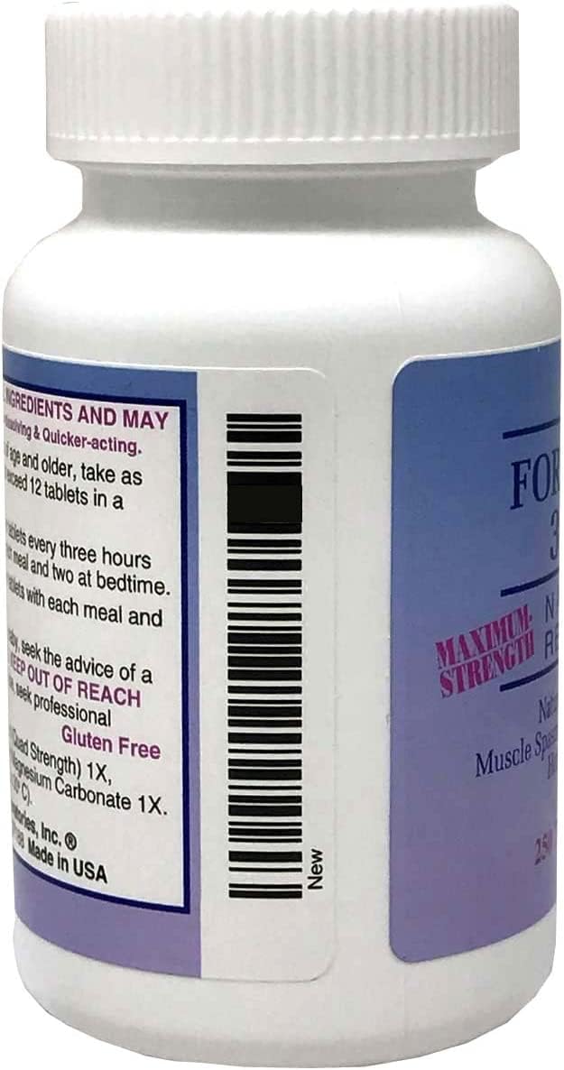 Close-up of Formula 303 tablets, highlighting valerian root, passion flower, and magnesium.