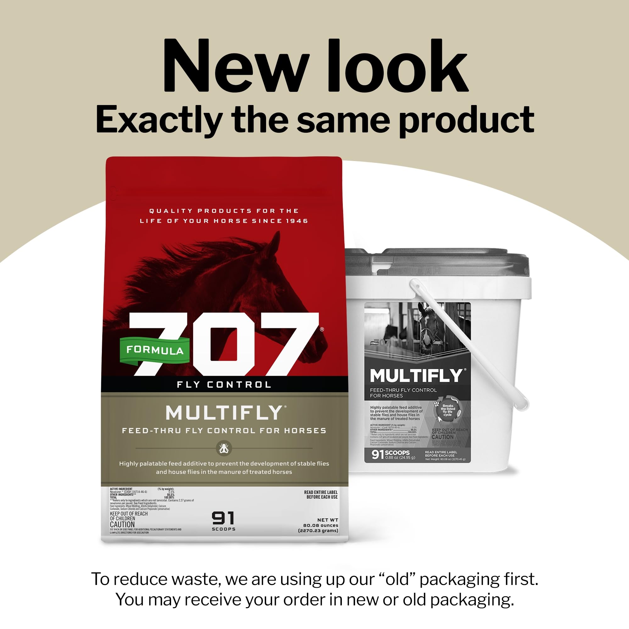 Formula 707 MultiFly pellets closeup highlighting alfalfa and wheat midds base.