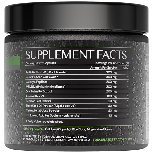 Formulation Factory Crown Glory capsules close-up for daily nourishment.