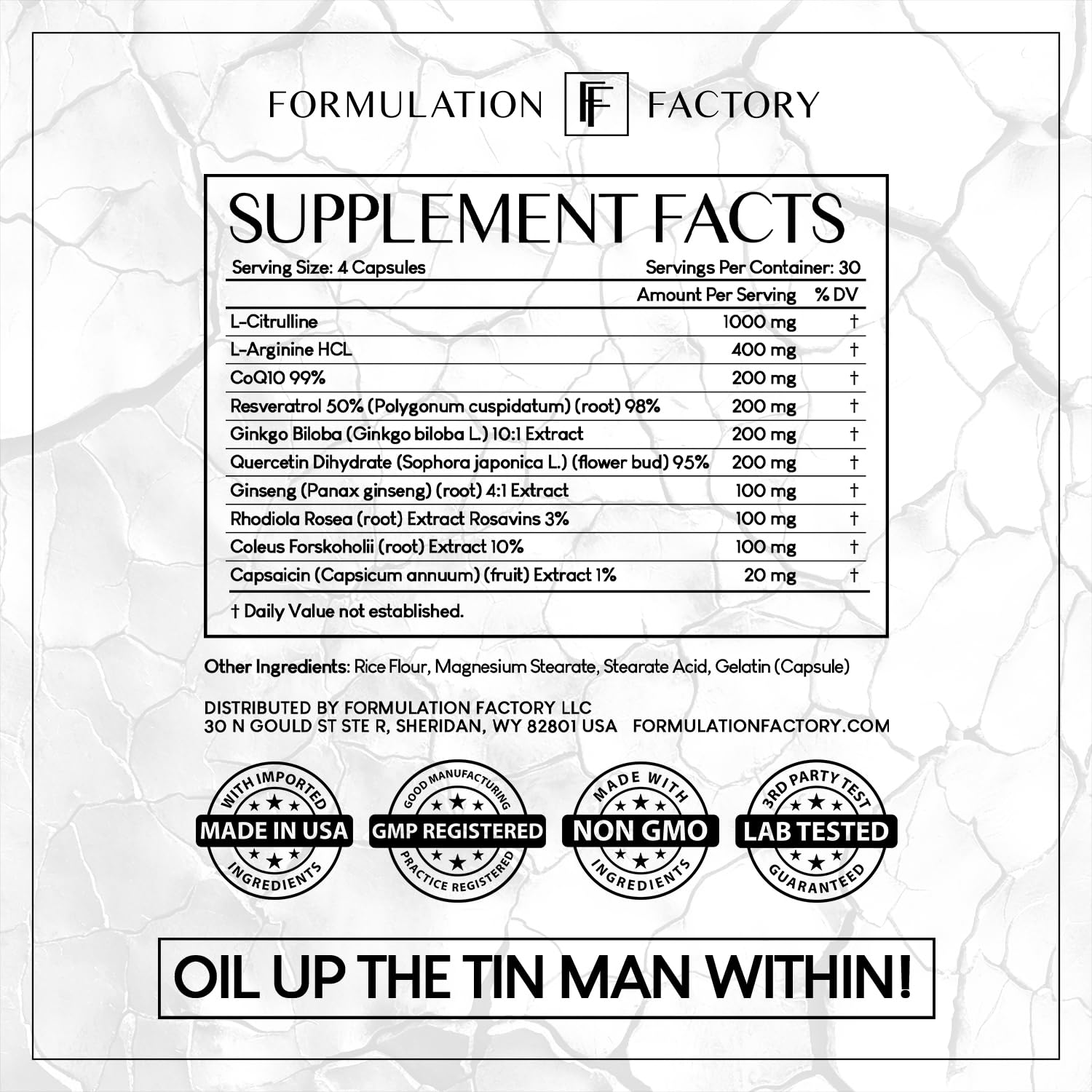 Formulation Factory Heart of Steel quercetin and rhodiola highlight recovery potential.