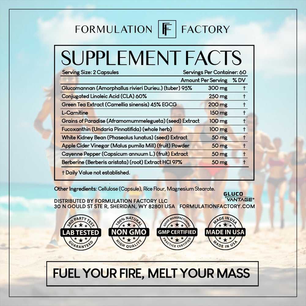 Formulation Factory Melt Mode fucoxanthin and CLA target stubborn areas.