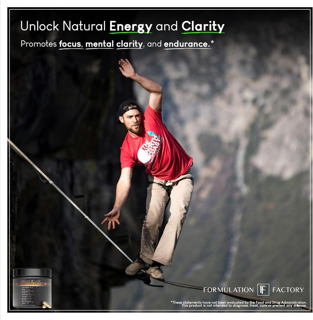 Athlete uses Shroom Vroom before training for natural energy.