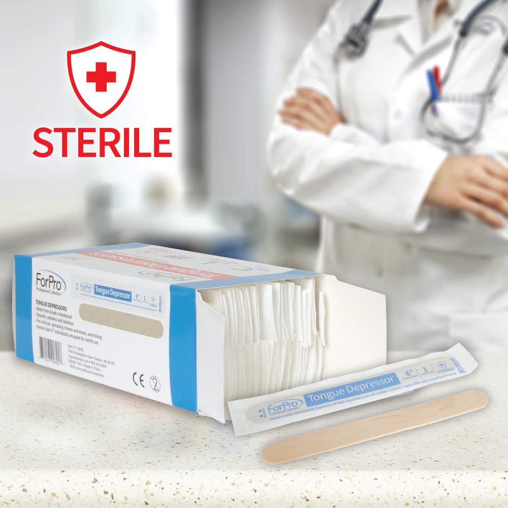 ForPro senior-size tongue depressors 6-inch, ideal for routine exams.