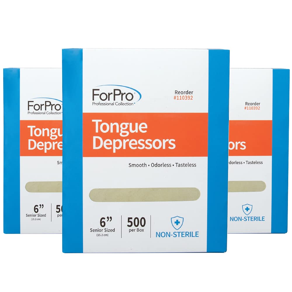 ForPro Senior Tongue Depressors 6in pack with smooth edges for comfortable handling.