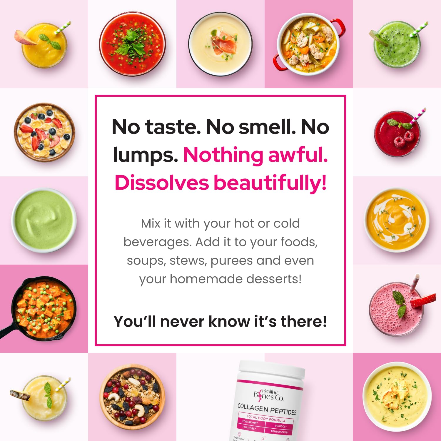 Fortibone powder in a smoothie demonstrates versatile daily use
