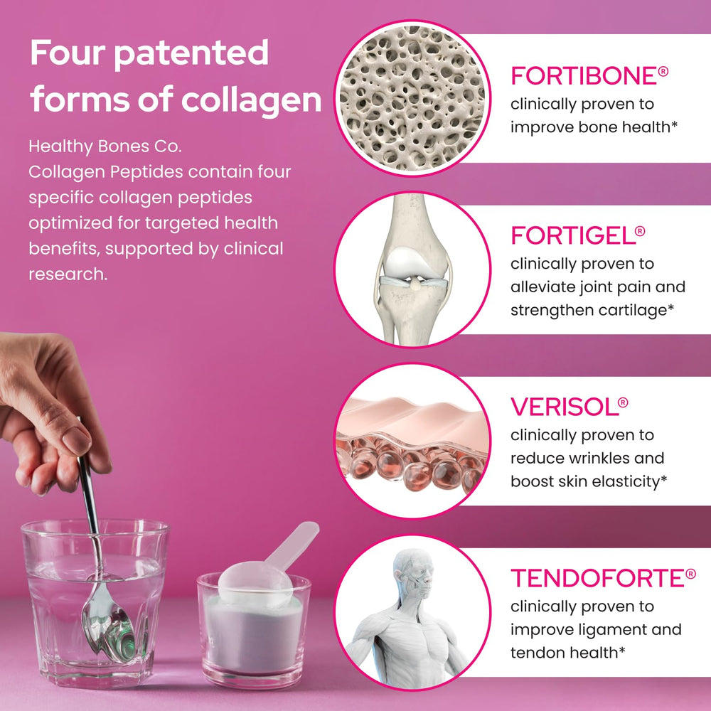 Fortibone powder being poured into a drink for convenience
