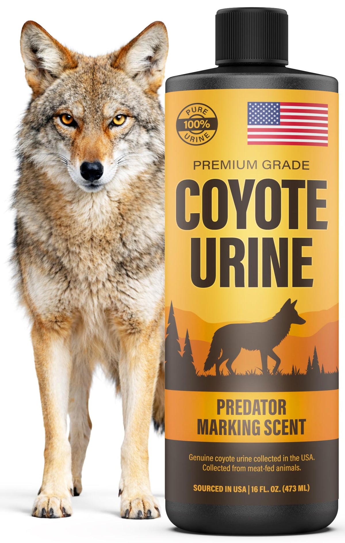 FORTIVO Coyote Urine bottle 16oz for garden deterrence and perimeter marking.