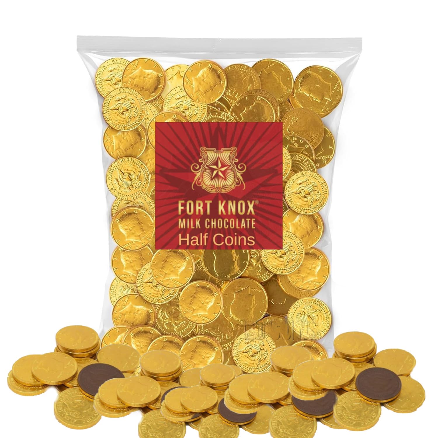 FORTKNOX milk chocolate coins foil-wrapped for easy sharing at events