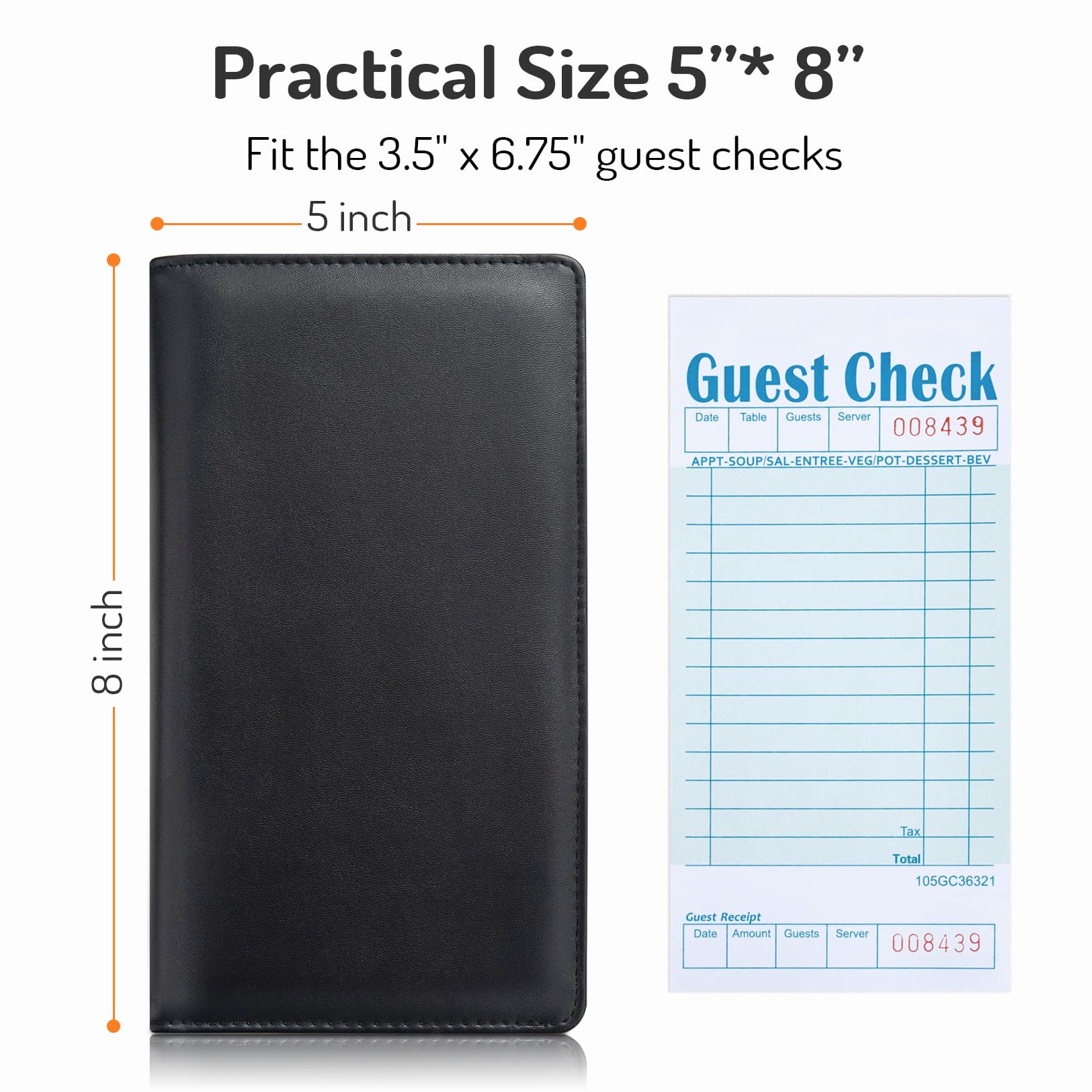 Forvencer server book 5x8 size fits neatly in aprons