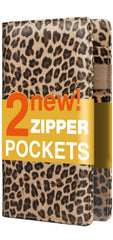 Forvencer leopard print server book with dual zipper pockets for tips and receipts