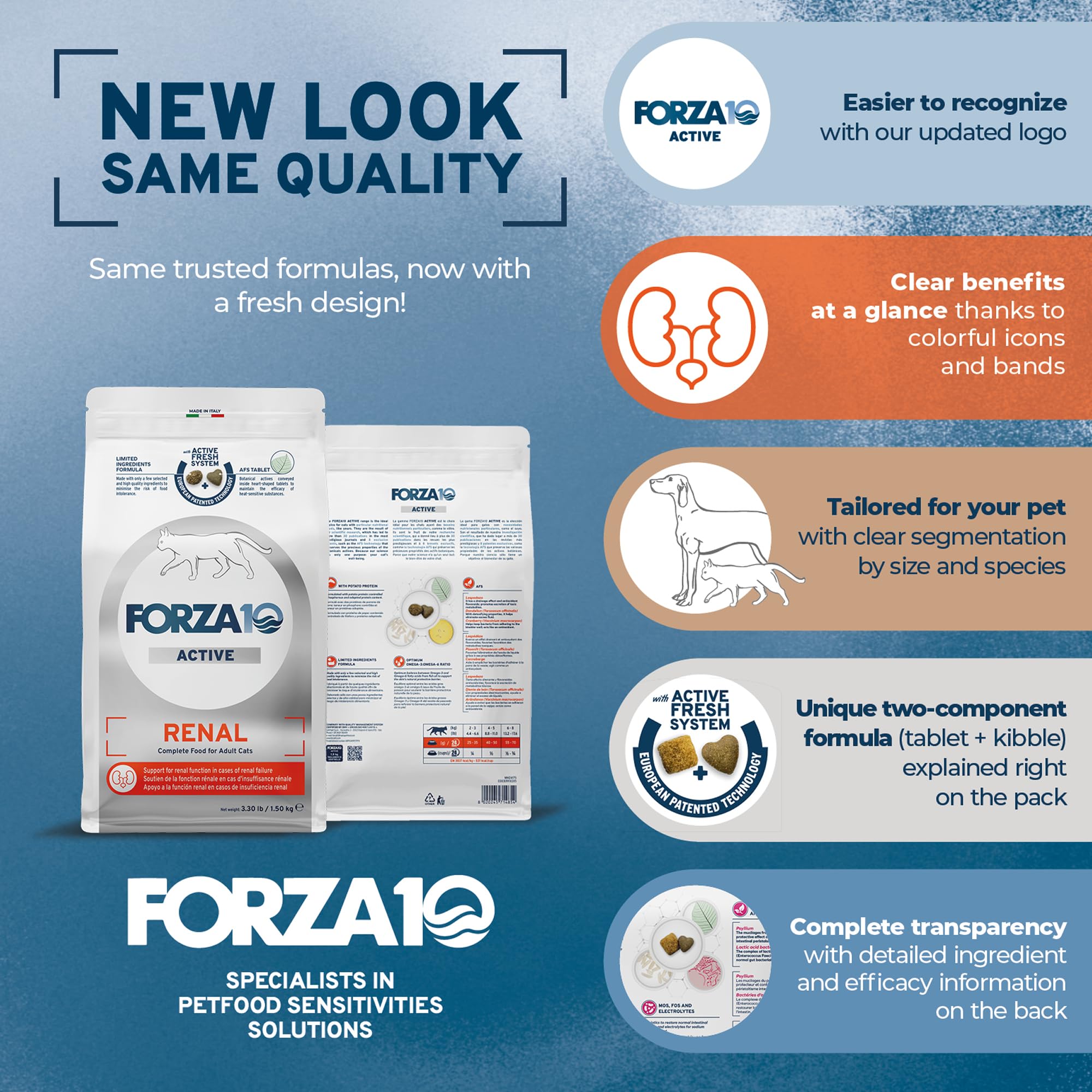 Forza10 cat food serving bowl shows appetizing kibble for everyday meals.