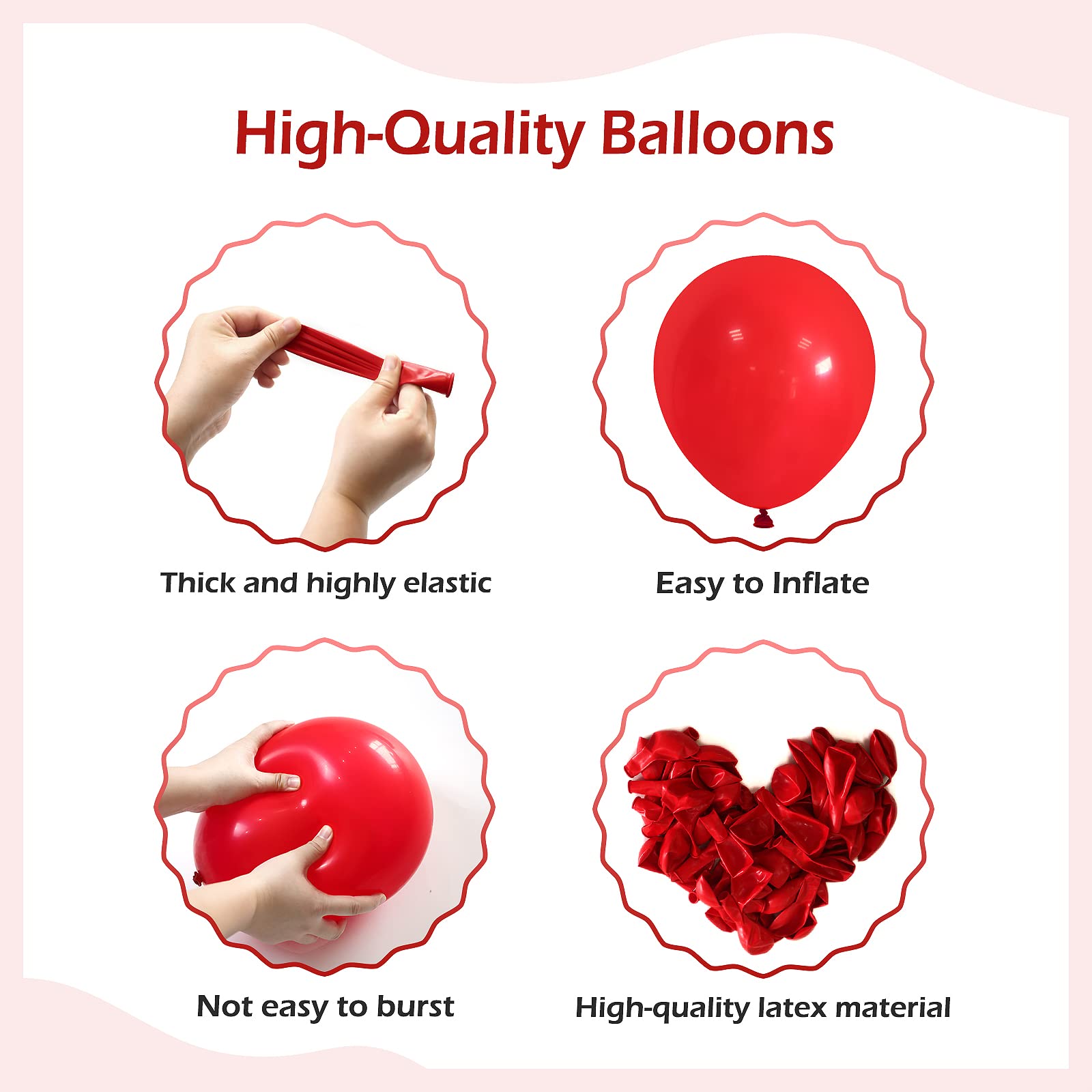 FOTIOMRG red 10-inch balloons for versatile garlands at parties and weddings.